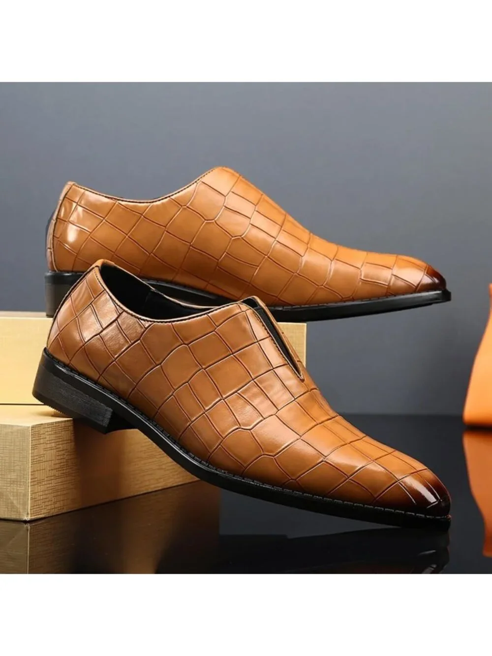 Men's Yellow Soft Leather Penny Loafers Dress Slip-on for Formal Business